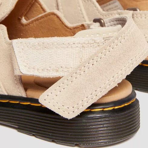 Dr Martens Kids  Junior Jorgie Bronx Suede Mule Sandal Light Tan